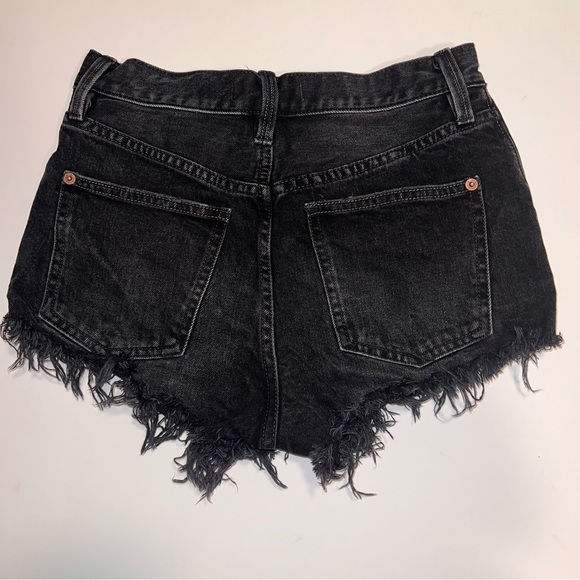 WeTheFree Black Frayed Denim Women Shorts,25 - Picture 2 of 9